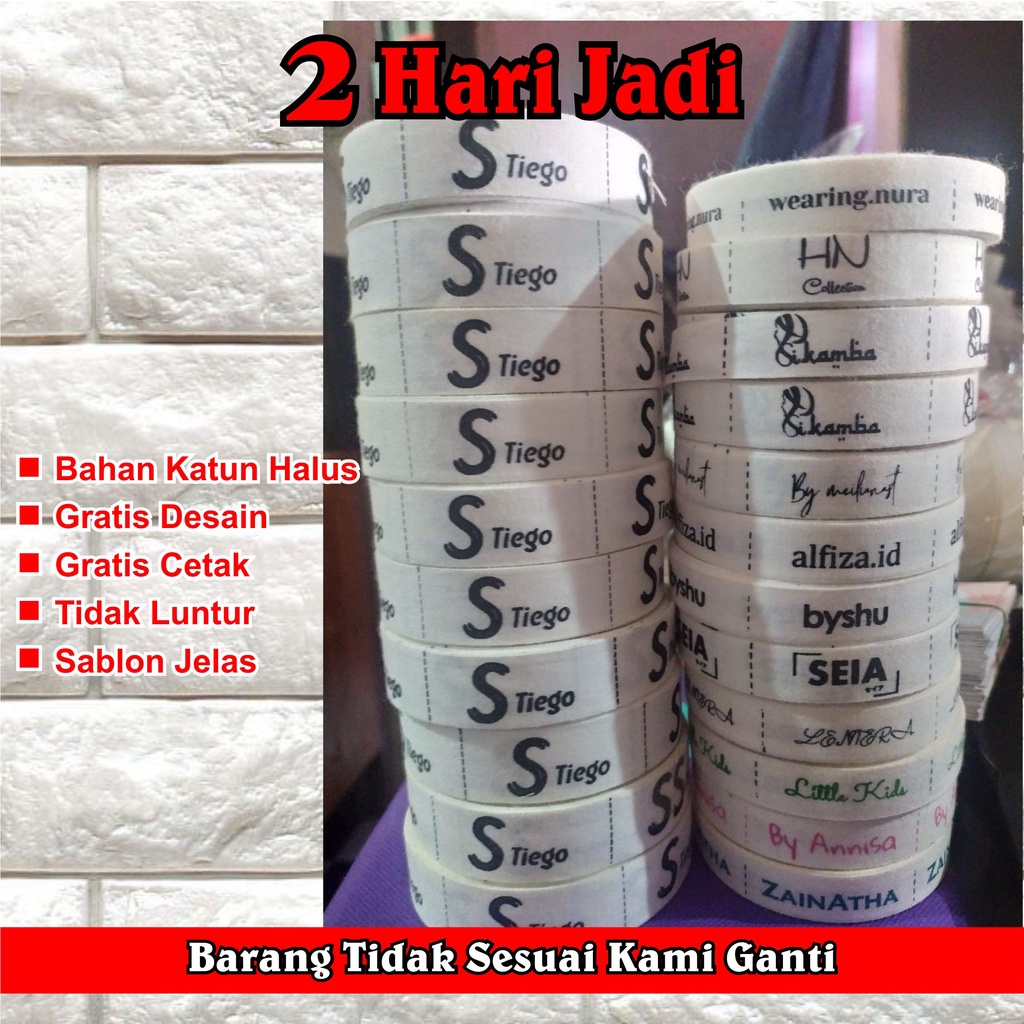 LABEL HIJAB / LABEL BAJU BAHAN KATUN DAN SATIN PLUS SABLON CUSTUME