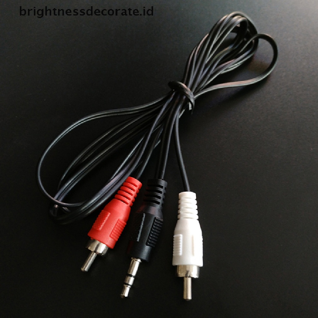 (Birth) Kabel Splitter Jack Audio 3.5mm Ke 2 Rca Male Panjang 1.2m / 3.9ft Untuk Handphone / Speaker