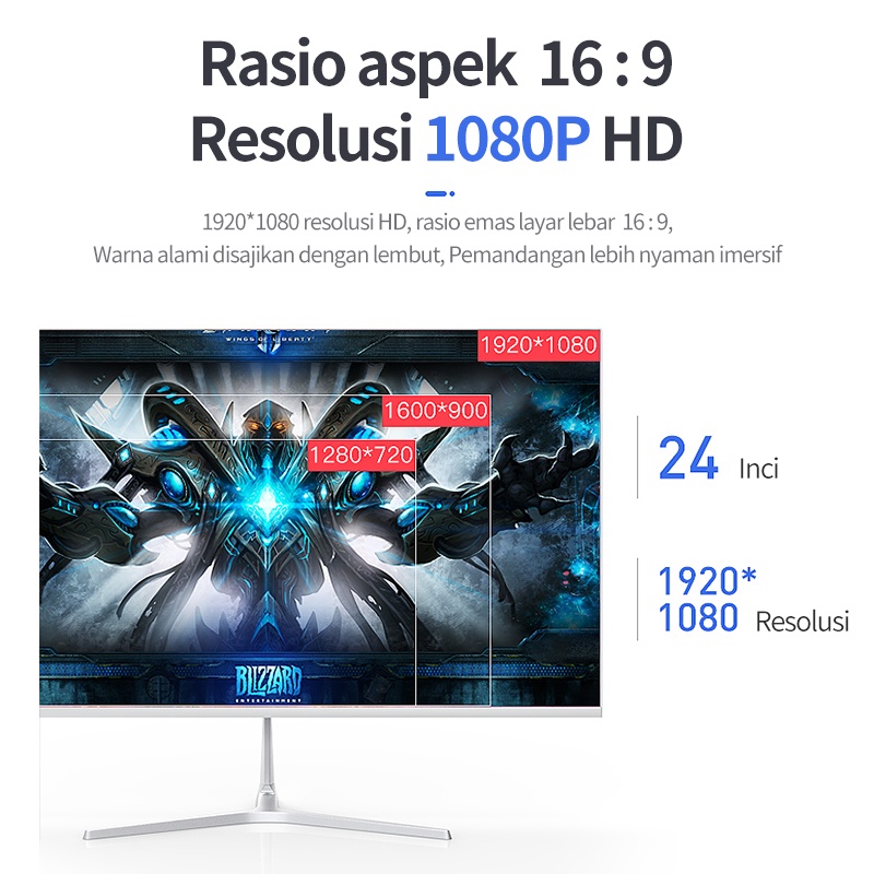 MIIGO Monitor komputer dengan resolusi tinggi lengkung ultra-tipis 24 inch-4