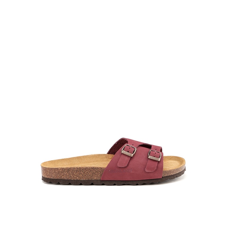 SANDAL SLIDE KULIT GRUNLAND WANITA ORIGINAL FLAT CASUAL MERAH GRW29