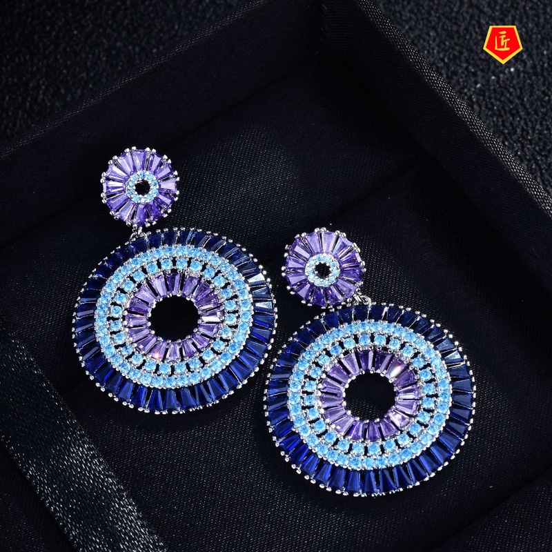 [Ready Stock]Color Earrings Exaggerated Temperamental Silver Needle