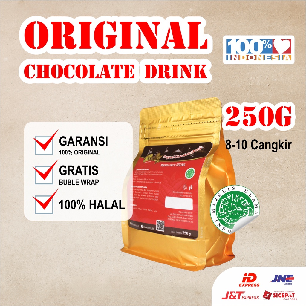 

Minuman Coklat Bubuk Premium 250g Original Dark Chocolate Drink 3in1 Siap Seduh Semua Pasti Original