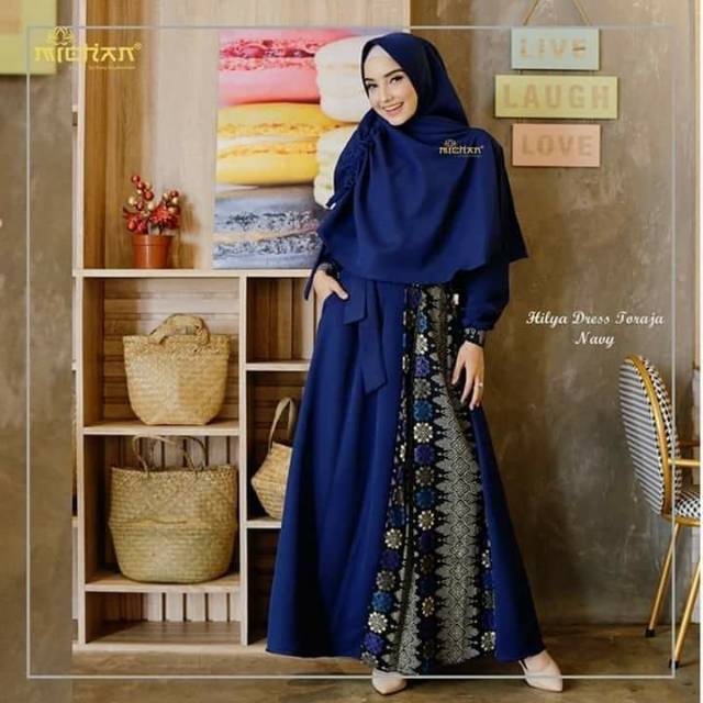 Gamis hilya batik toraja hitam