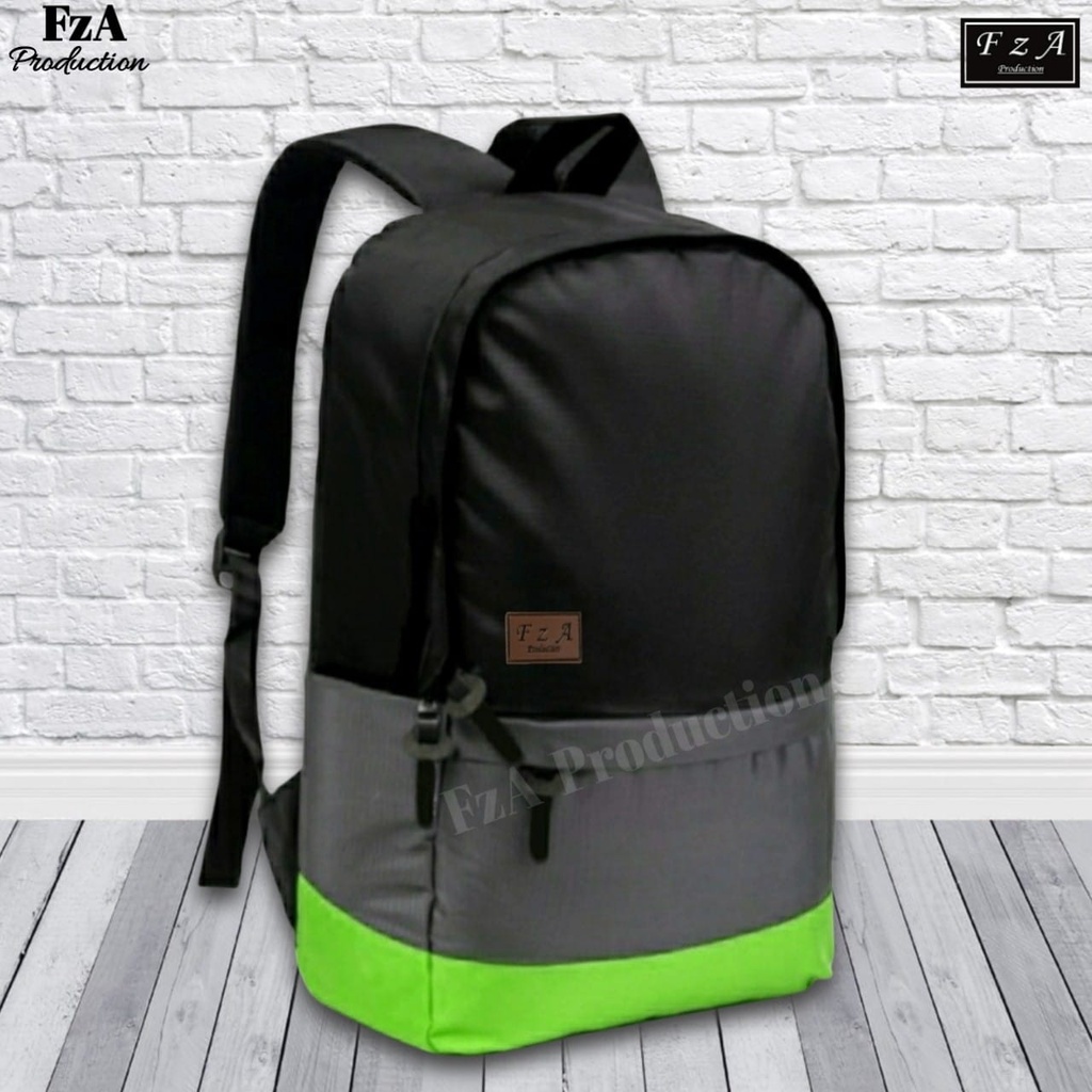 Tas Ransel Gendong Laptop Distro Sekolah Kuliah Pria Wanita Black Murah Original FzA BUY 1 GET 2