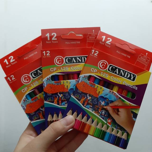 Pensil Warna kayu mainan edukasi anak murah meriah 12 pcs