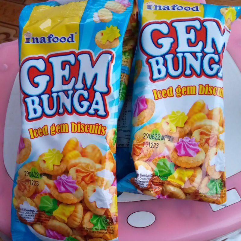 PCS - Biskuit Gem Bunga Rose Gemrose Biscuit Monas 24g Rasa Gula Kue Jadul