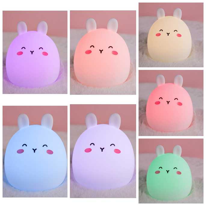 Lampu Tidur Gemoy Karakter Kelinci Little Bunny Rabbit USB LED RGB Light Silicone