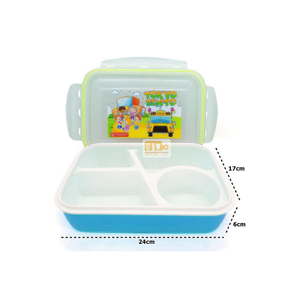 Lunch Box Bento Box Plastik 4 Sekat Premium - Warna