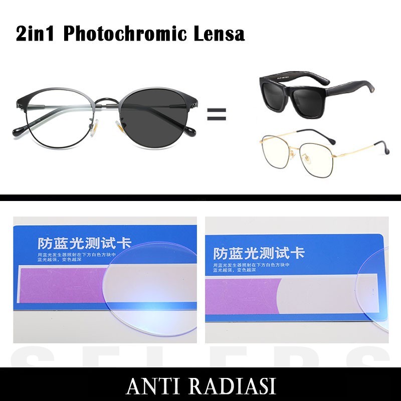 Kacamata photocromic anti radiasi komputer kacamata pria wanita kacamata blueray lensa fotocromic