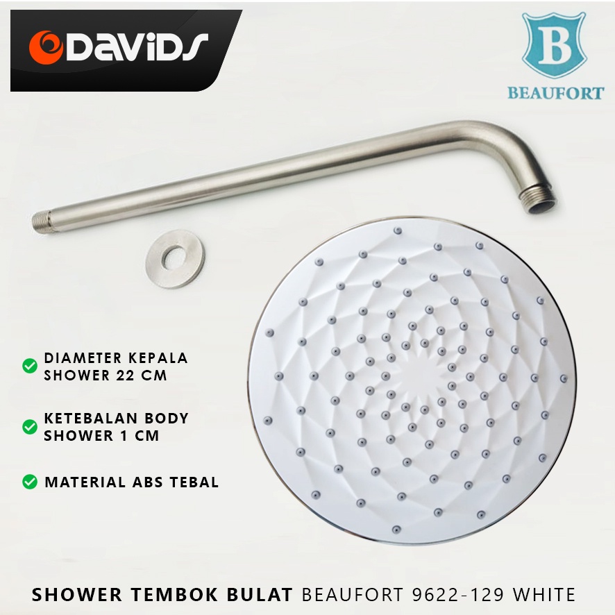 Shower Dinding Tembok Tanam Sower Kamar Mandi Beaufort Bulat 8 Inch