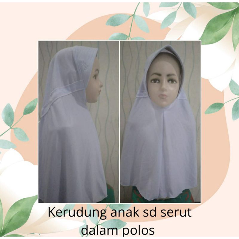 kerudung anak sd serut dalam polos