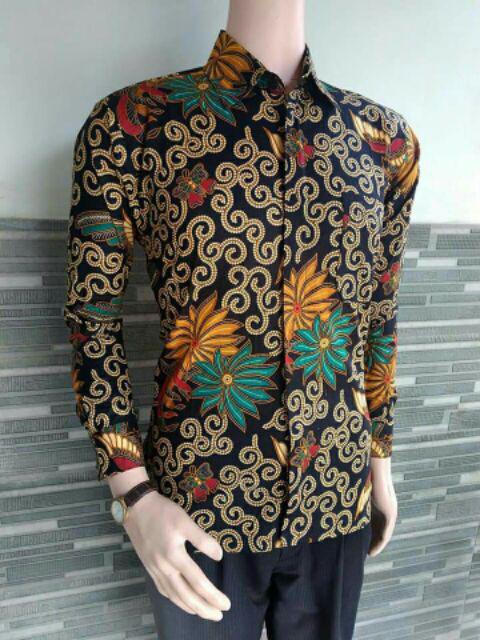 Grosir Batik Hrb026 Kenongo Kemeja Tosca Pendek Pekalongan Padi M L Xl Sogan Prin Halus Kemeja Batik