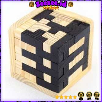 Wood Puzzle 3D Model Tetris Cube Coklat