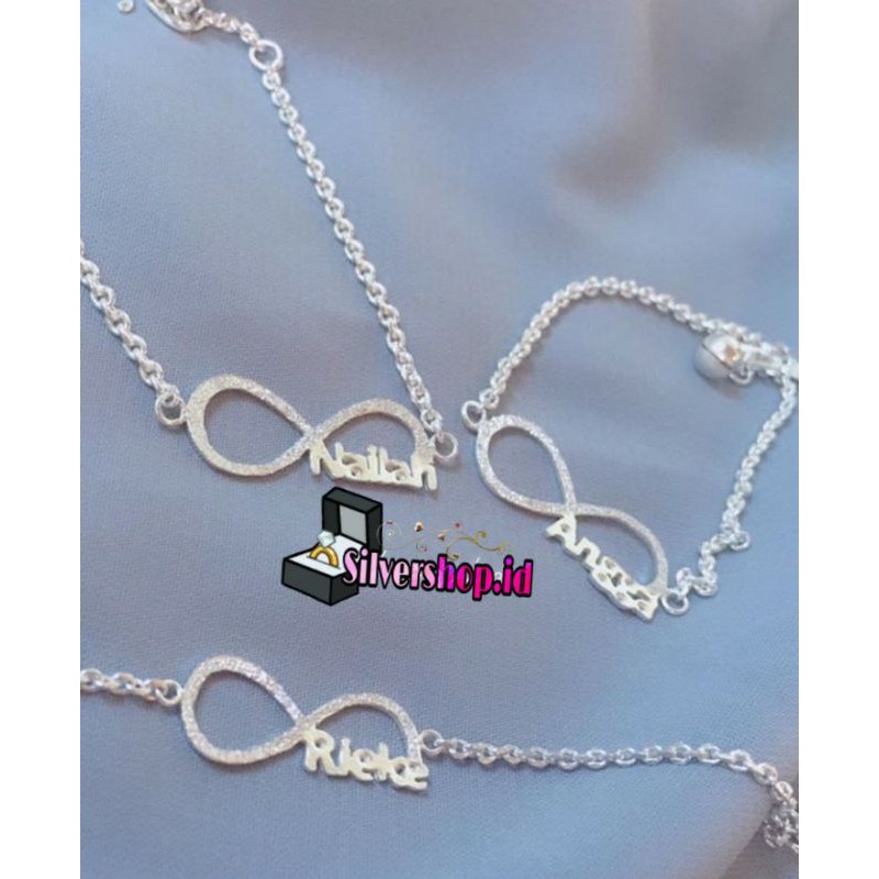 kalung inifinity gelang infinity costume nama perak asli