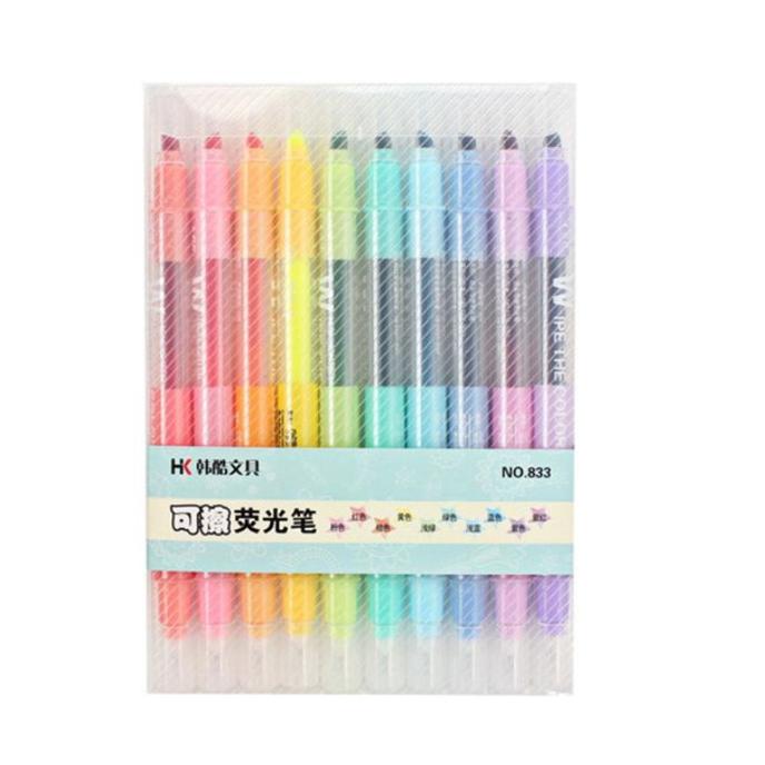 

10pcs Spidol Highlighter Cair Warna Pastel Bisa Dihapus 833