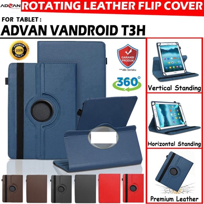 ADVAN VANDROID T3H TAB TABLET ROTARY BOOK COVER CASE 360 STANDING