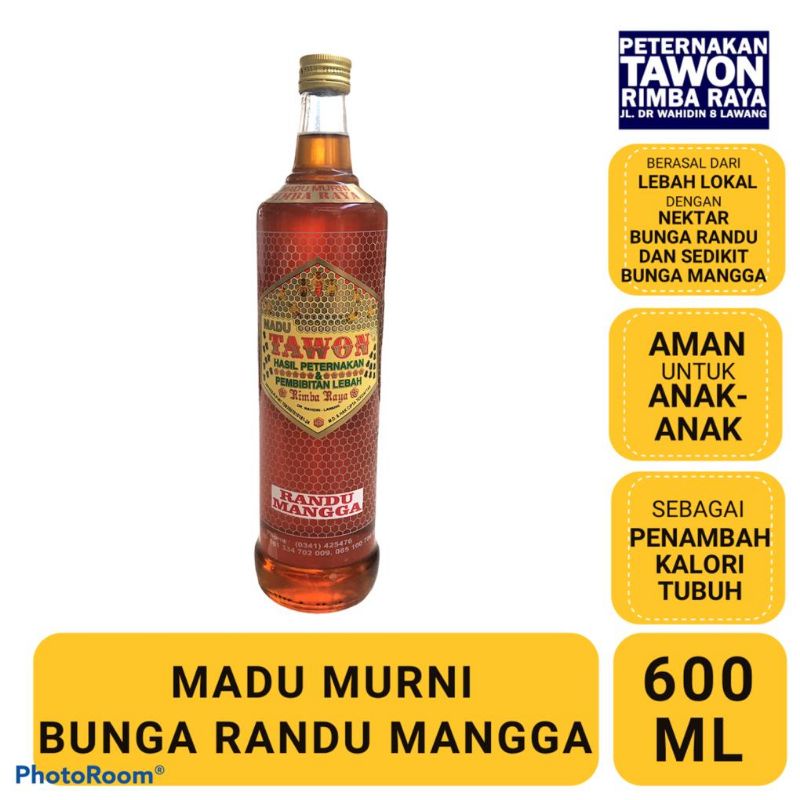 

Madu Murni Bunga Randu Mangga 100% ORIGINAL- PeternakanTawon Rimba Raya 600 ml kemasan botol kaca