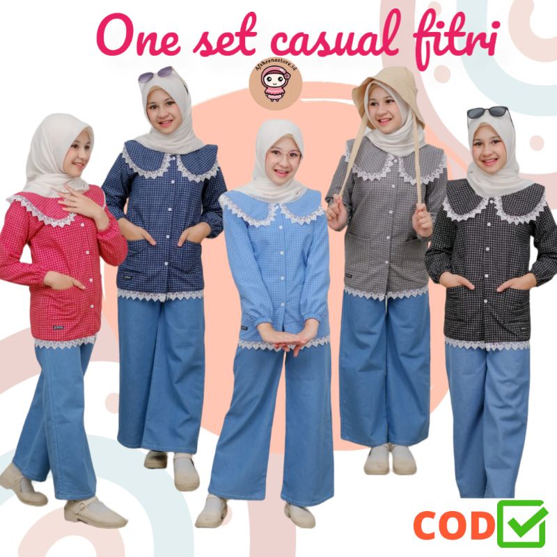 Afsheenastore One Set Casual Bravo Setelan Anak Perempuan 2 Sampai 10 Tahun