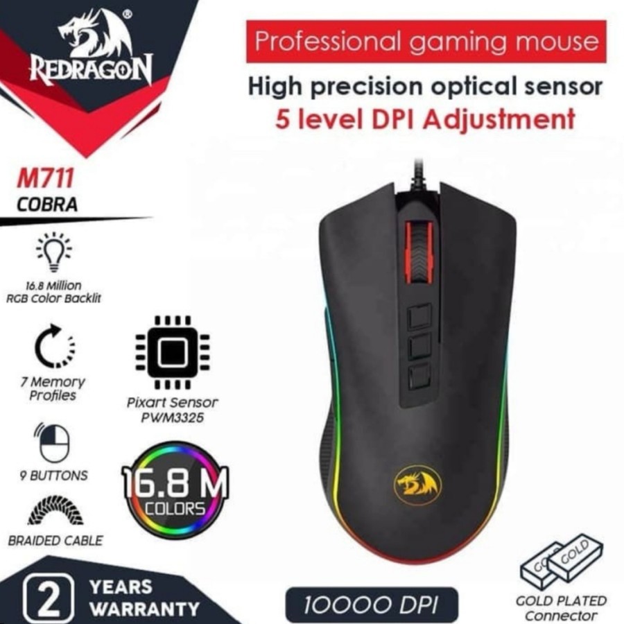 Mouse gaming redragon usb wired macro program Rgb Cobra M711 - Mice gaming