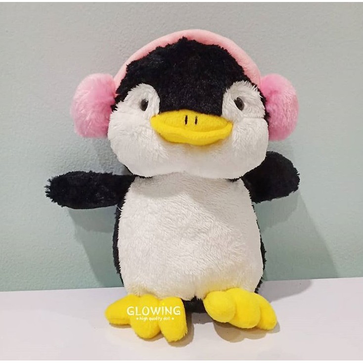 Boneka Penguin Headset Pink