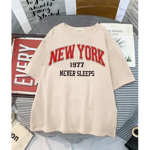 COD t-shirt oversize ML,XL kaos bandugn baju lengan pendek NEWYORK-belibeli