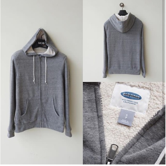 Old Navy Full Zipper Sherpa Lined Hoodie Light Grey Size XL