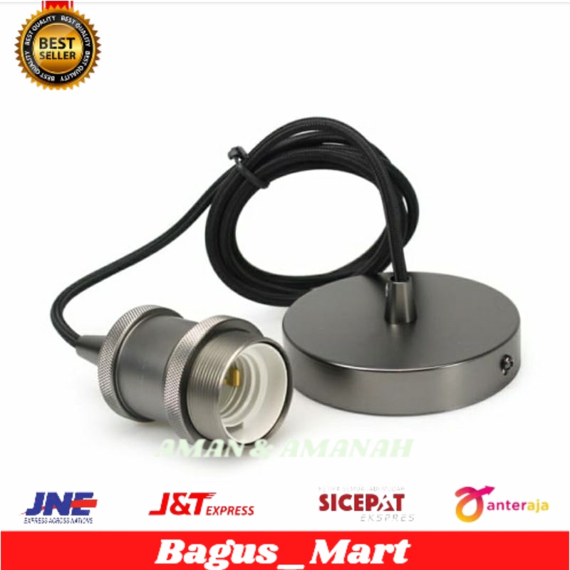 Krisbow Fitting Lampu Gantung E27 - Hitam/fitting lampu gantung/fitting lampu hias