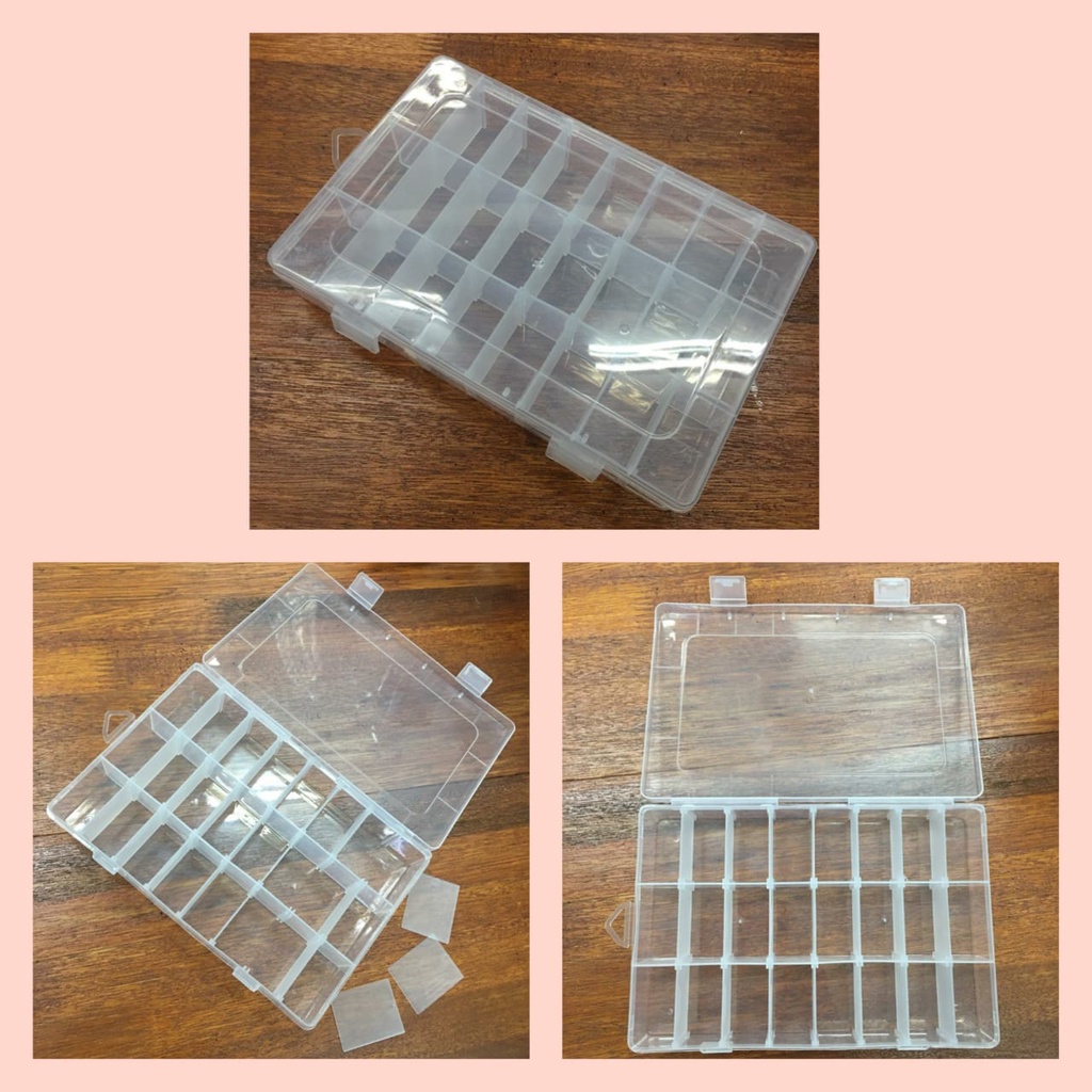 Kotak Plastik 24 Sekat Tebal /Kotak Bongkar Pasang / Kotak Organizer Perhiasan