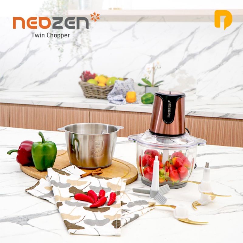 Neozen Electric Twin Chopper Penggiling 300 W Pengupas Kulit Bawang