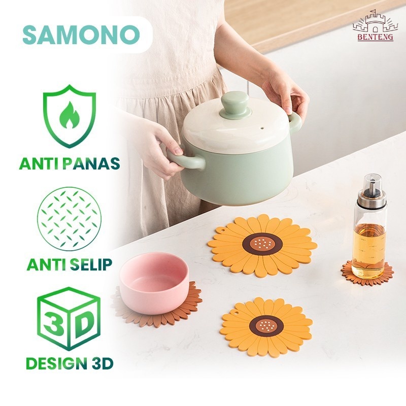 STM10 - Alas Samono Design 3D Cup Mat Tatakan Anti Slip Easy to Clean