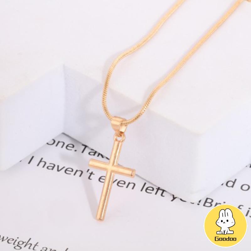 Fashion Kalung Salib Emas Kalung Sederhana Wanita Aksesoris Liontin Hypoallergenic -Doo