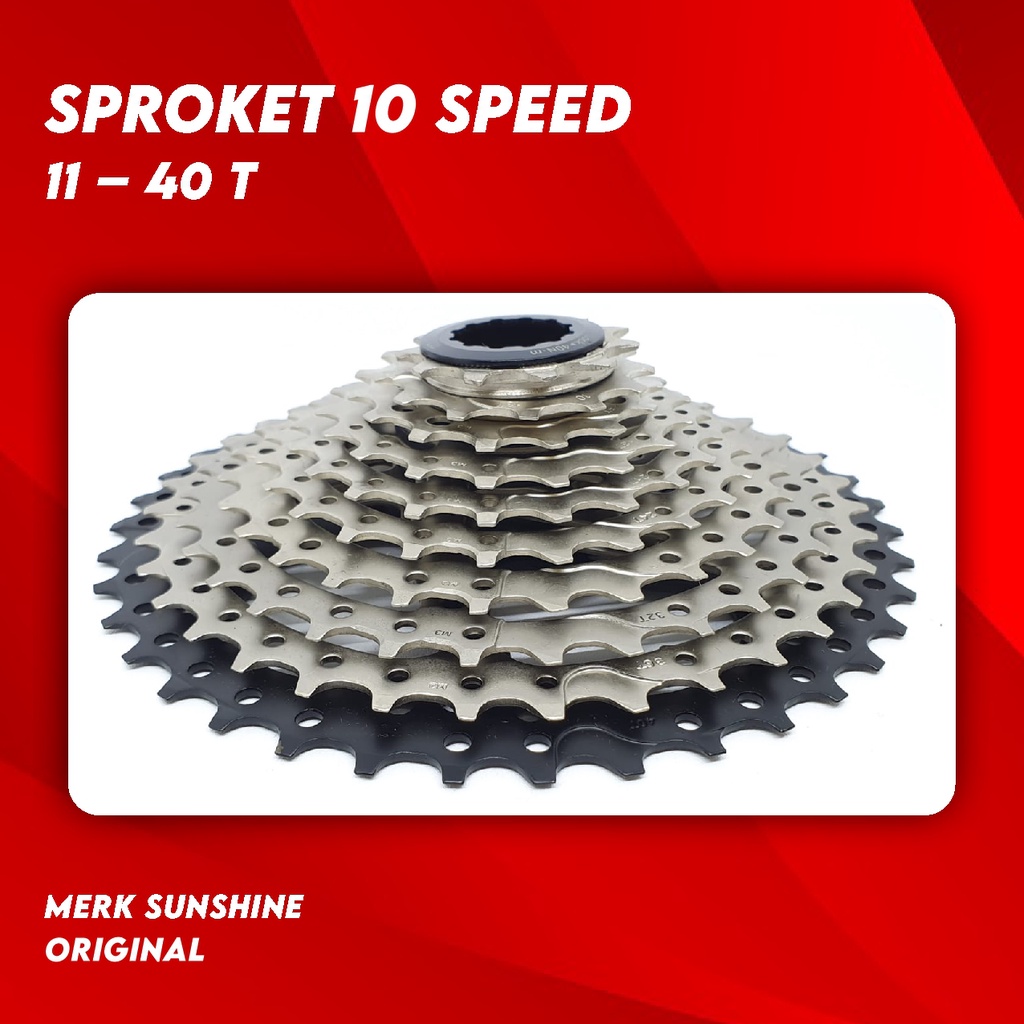 Sprocket Sepeda Cassette 10 Speed Sunshine 11 – 40T Sun Shine Lipat MTB Road Bike 40 T Ratio terbaru