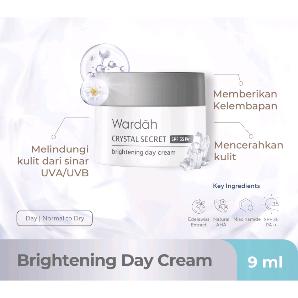 ❤️GROSIR❤️ WARDAH CRYSTAL SECRET BRIGHTENING DAY CREAM 9ml