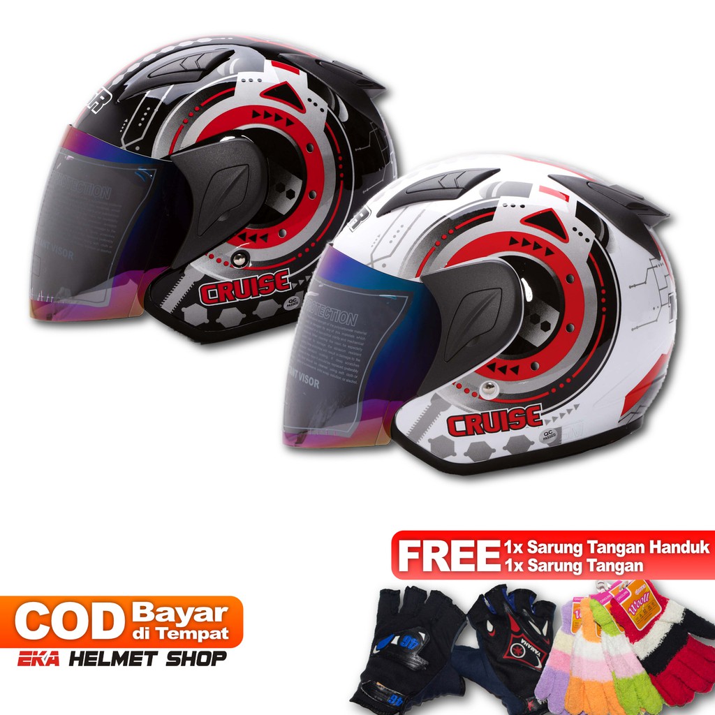 [COUPLE HELM DEWASA] MSR Helmet Javelin - Cruise - Hitam Merah + Putih Merah