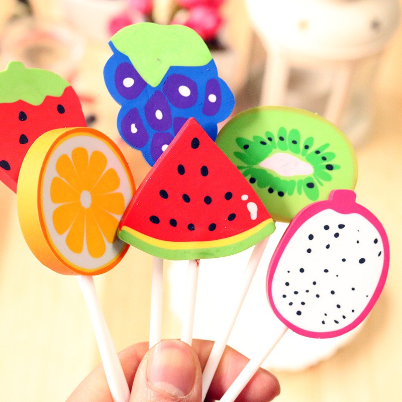 

PROMO SEKOTAK ( 36 PCS ) Penghapus Hapusan Pensil Motif Lollipop Buah / Fruit Lollipop Eraser