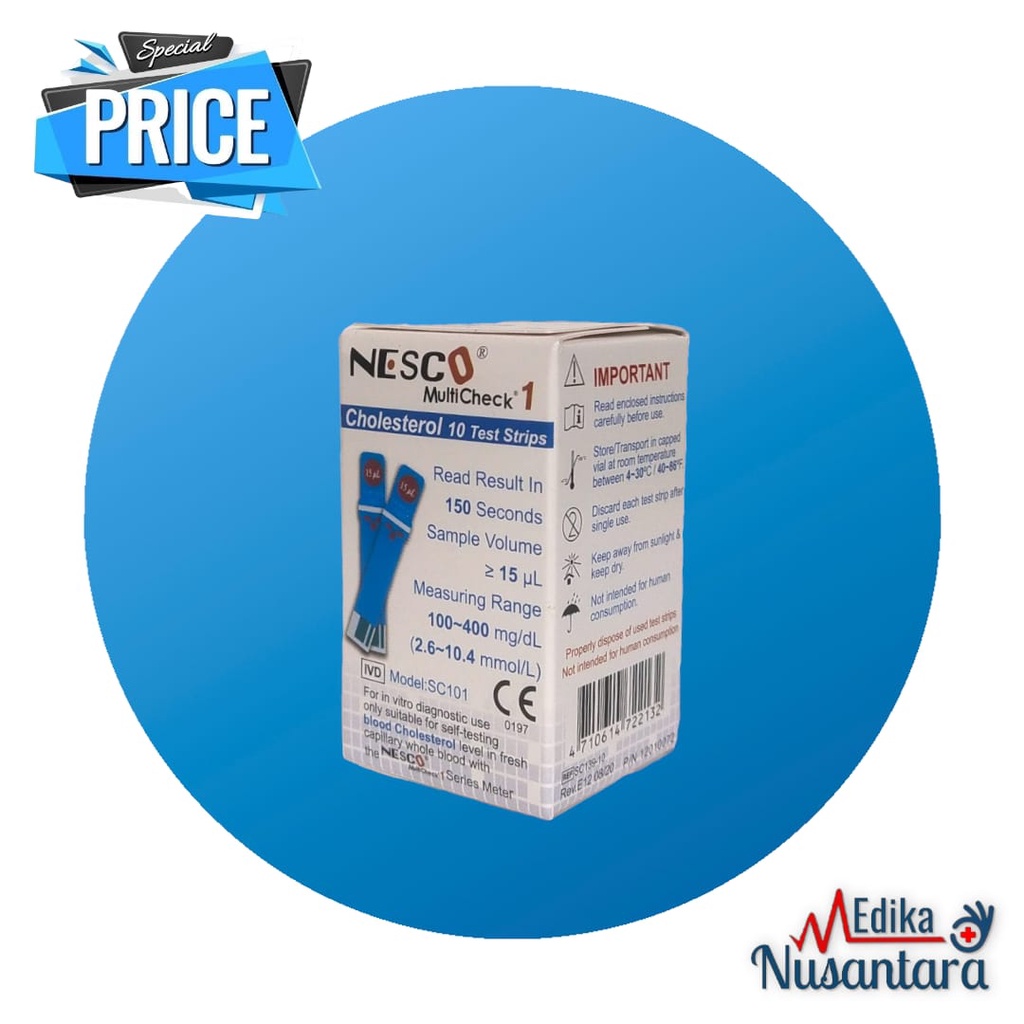 Refill Strip Cholesterol Nesco / Tes Strip Isi Ulang Kolestrol Original Nesco isi 10 Pcs