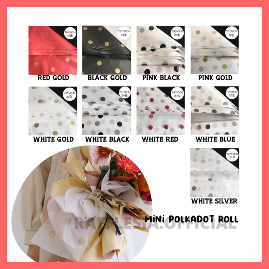 

[5 LEMBAR] FLOWER WRAPPING KOREAN PREMIUM COTTON MINI POLKADOT KERTAS BUKET TISSUE SERAT PEMBUNGKUS BUNGA