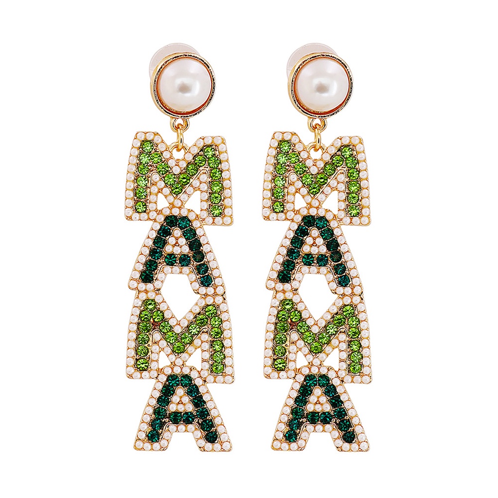 Hu Hu Hu Hu Hu Alat Bantu Pasang Kacamata♡ 1 Pasang Anting Tusuk Gantung Panjang Wanita Desain Tulisan Hias Berlian Imitasi Untuk Pernikahan