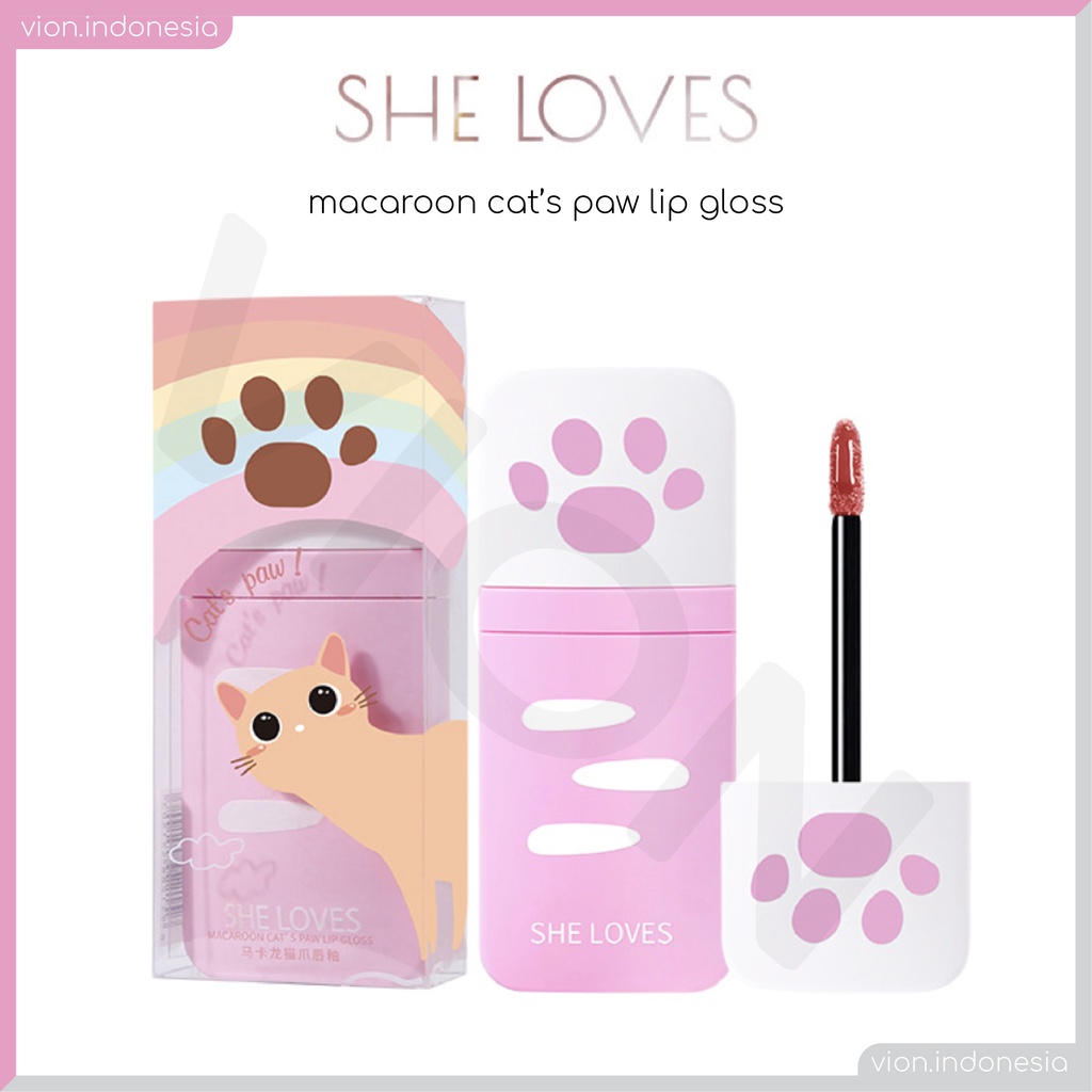 SHE LOVES Macaroon Cat's Paw Lip Gloss Cute Colorful Lipstik Lucu Unik Original Sheloves TB-140 SL005