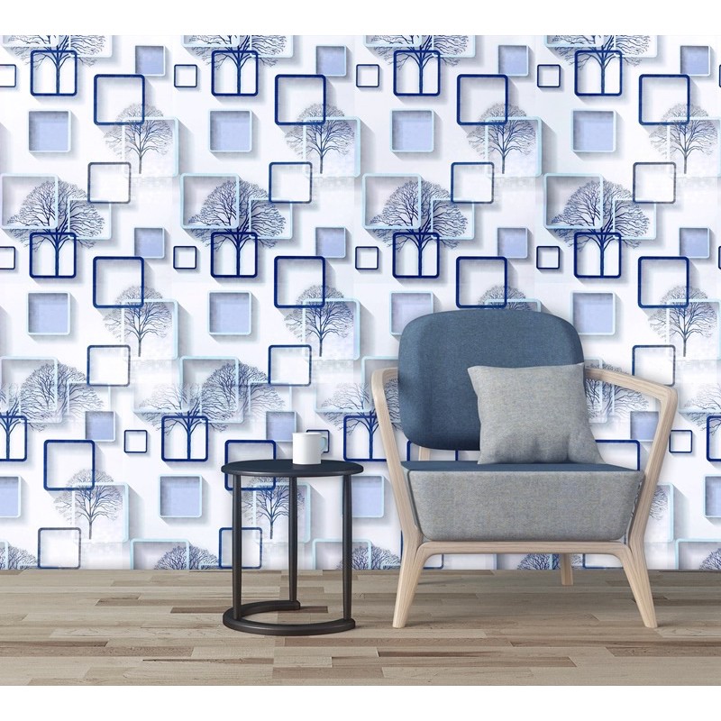 Wallpaper Dinding / Wallpaper Sticker Kotak Biru