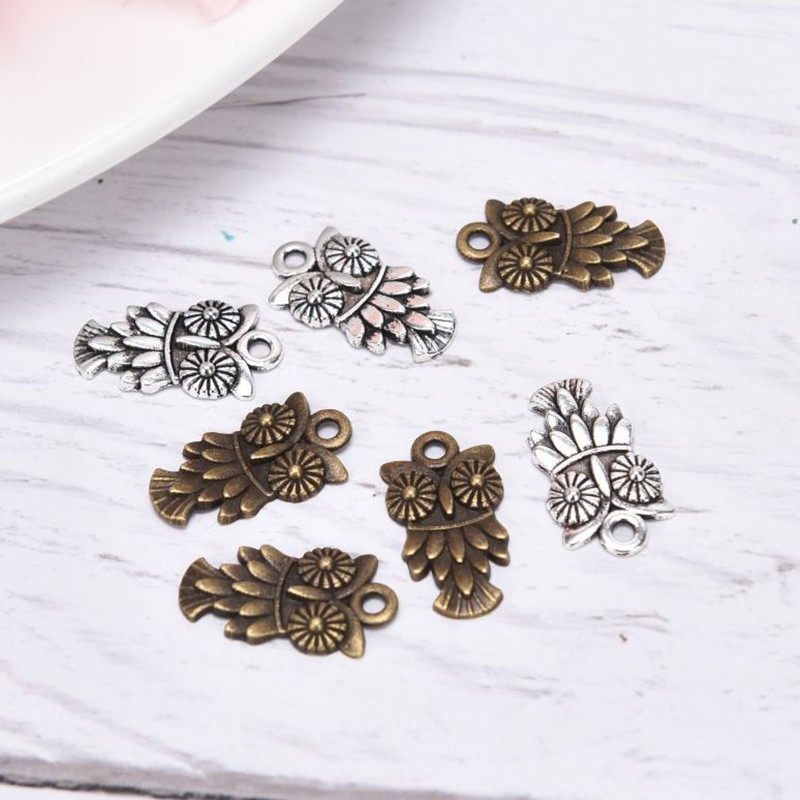 Hbid Glory 10Pcs / Set Liontin Bentuk Burung Hantu Bahan Alloy Gaya Vintage Untuk DIY Perhiasan