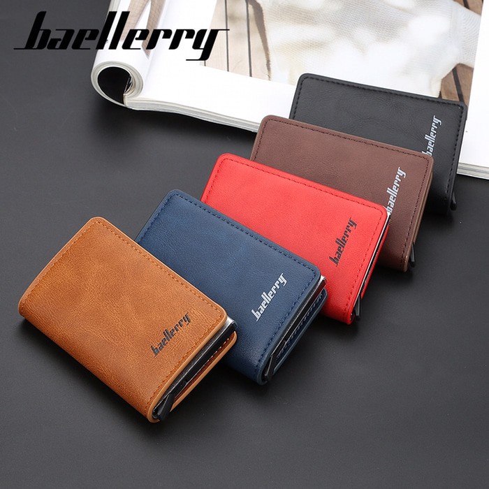 Baellerry RFID Anti Theft Card Wallet + Box Dompet Kartu Kulit K9109