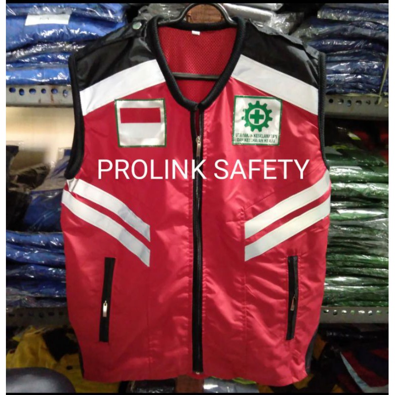 ROMPI SAFETY HSE BAHAN FULL TASLAN MERAH HITAM FREE LOGO K3 BENDERA ZERO ACCIDENT PAKAI FURING