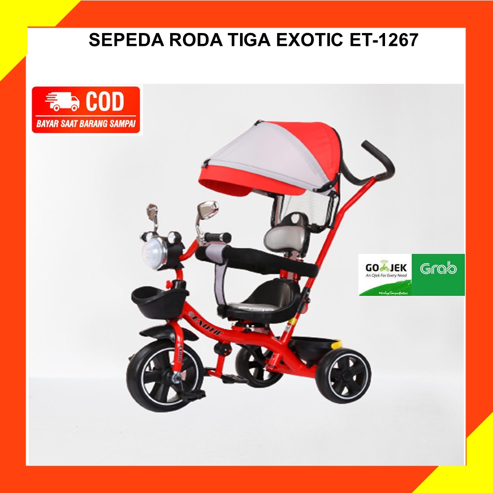 Sepeda Anak Roda Tiga Baby Tricycle Exotic ET-1267, Sepeda Roda 3 Exotic 1267, Sepeda Anak Roda Tiga