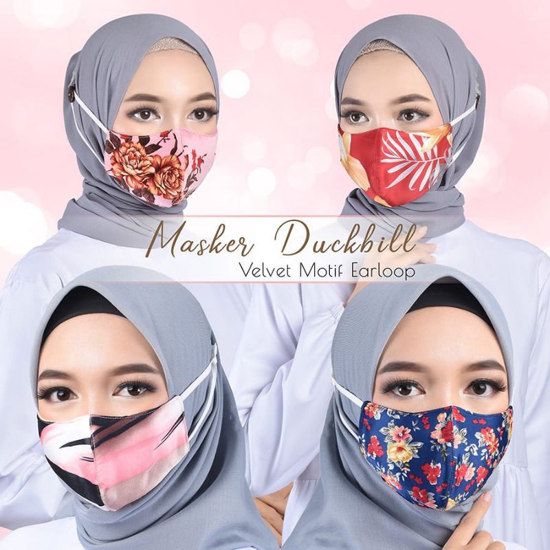 Masker Tebal Duckbill Velvet Motif Earlof