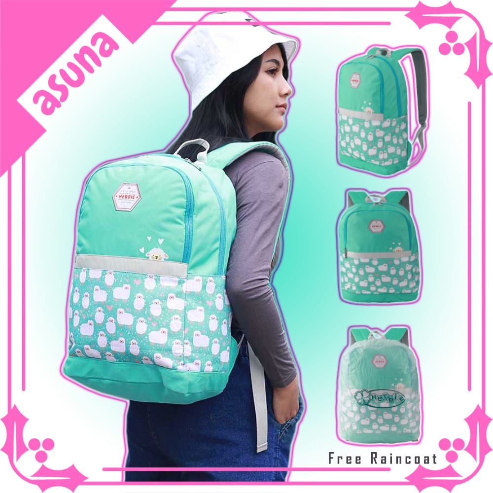 Tas Wanita Herbie (Ransel Cewek) Tas Backpack Wanita ASN 177 Free Raincoat Tas HERBIE ORIGINAL