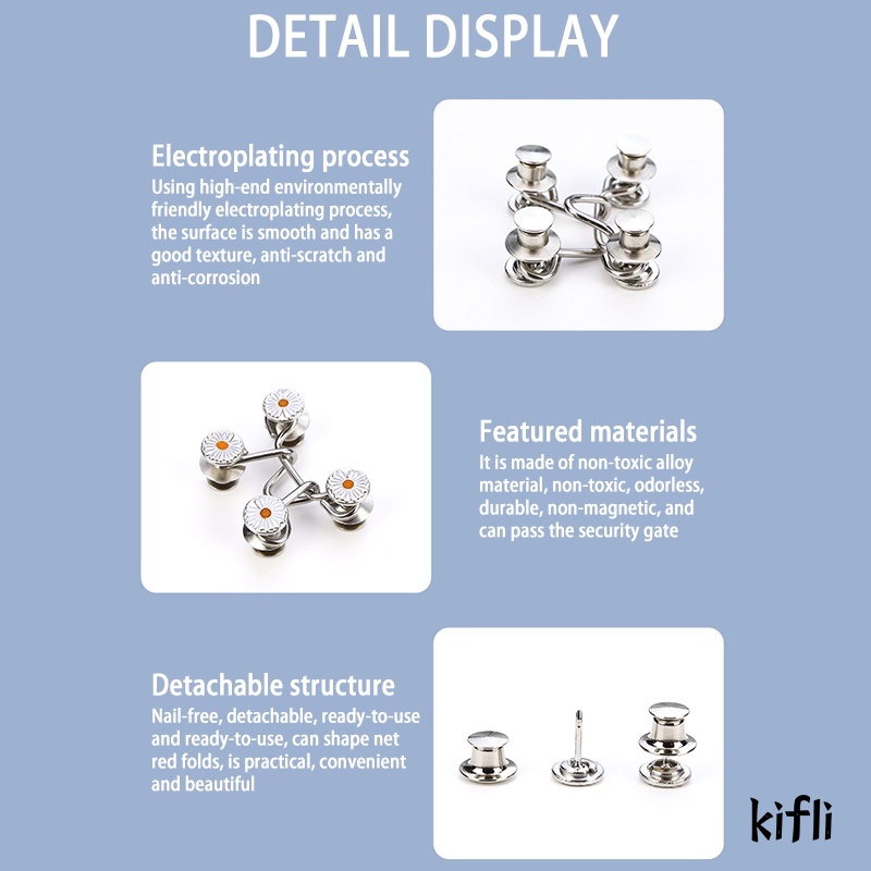 Kancing Jeans Logam,Simple Adjustable Kancing Pengait,Celana Panjang Desain Kait Pengecil Lingkar Pinggang,Bisa Dilepas