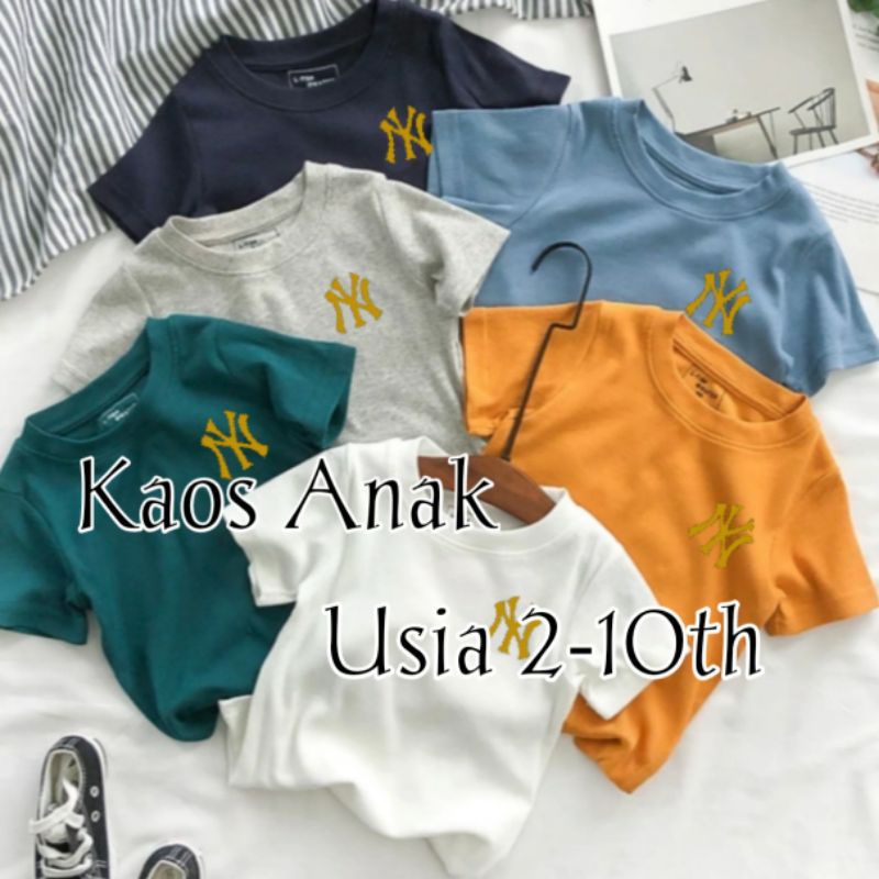 Kaos Anak NY GOLD Kaos Oblong Anak Usia 2-10th Atasan Anak Unisex