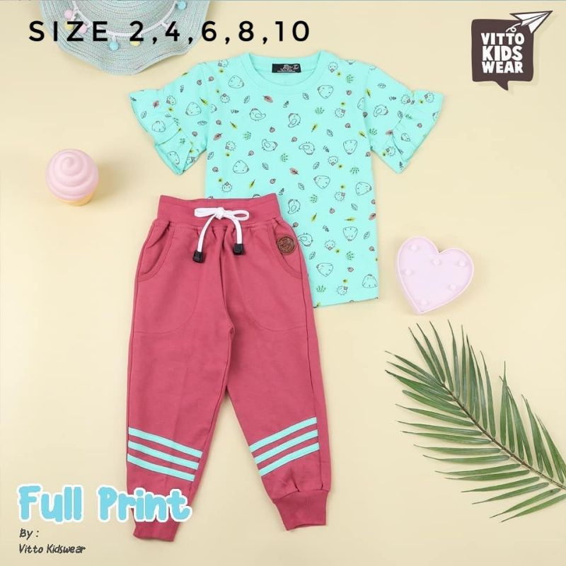 set joger full print girl & boy vitto kids