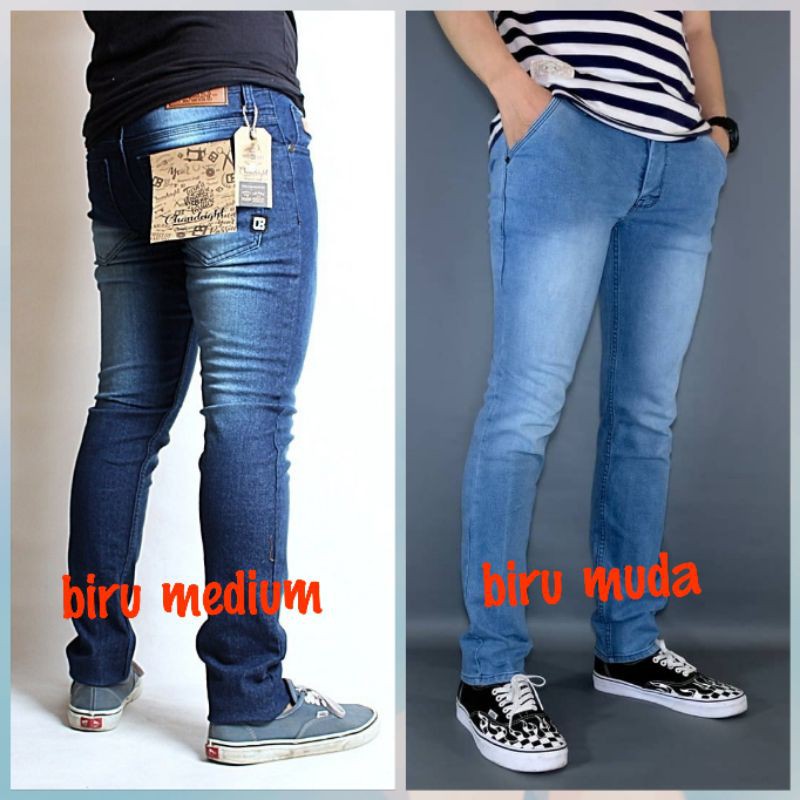 celana jeans panjang cowok /pria  botol slim fit standar dan jumbo